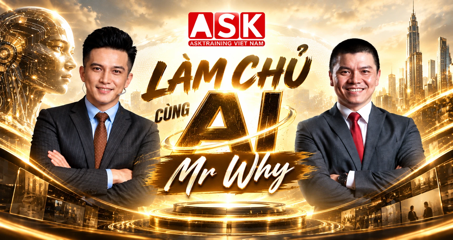 Làm Chủ AI Cùng Mr Why — ASK Training. Diễn giả Mr Why (Phạm Ngọc Anh) và Nguyễn Phúc Thịnh